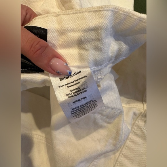 Reformation Wilder Belted High Rise Wide Leg Cropped Jeans - Picture 9 of 9